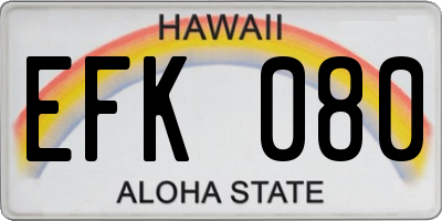 HI license plate EFK080