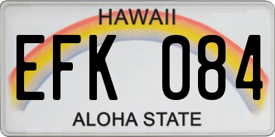 HI license plate EFK084