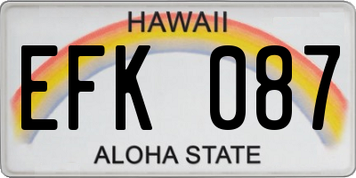 HI license plate EFK087