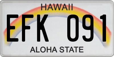 HI license plate EFK091