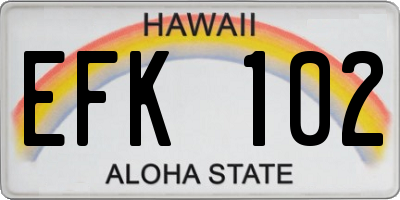HI license plate EFK102