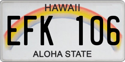 HI license plate EFK106