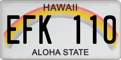 HI license plate EFK110