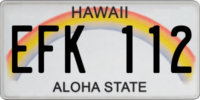 HI license plate EFK112