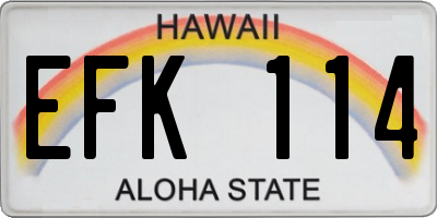 HI license plate EFK114