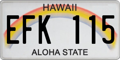 HI license plate EFK115