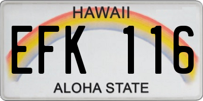 HI license plate EFK116
