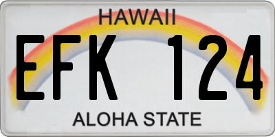 HI license plate EFK124
