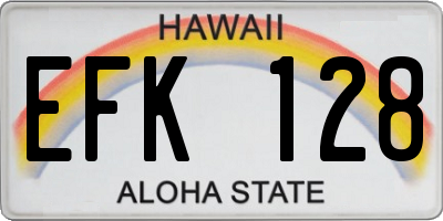 HI license plate EFK128