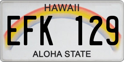 HI license plate EFK129