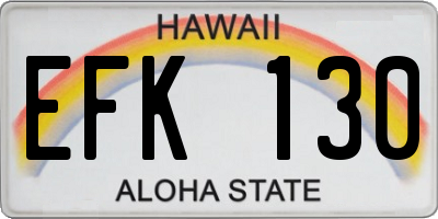 HI license plate EFK130