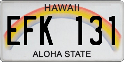 HI license plate EFK131