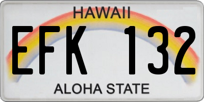 HI license plate EFK132