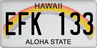 HI license plate EFK133