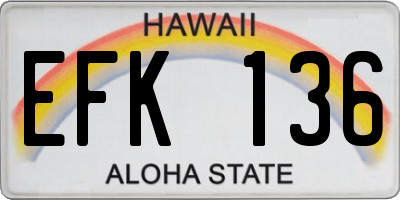 HI license plate EFK136