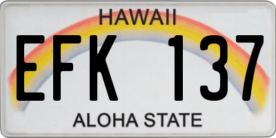 HI license plate EFK137