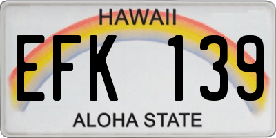 HI license plate EFK139