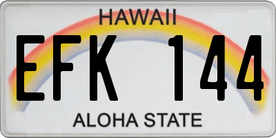 HI license plate EFK144