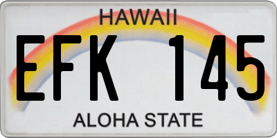 HI license plate EFK145