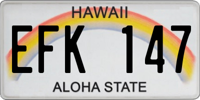HI license plate EFK147