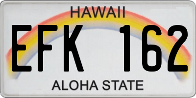 HI license plate EFK162