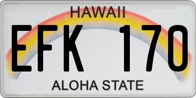 HI license plate EFK170