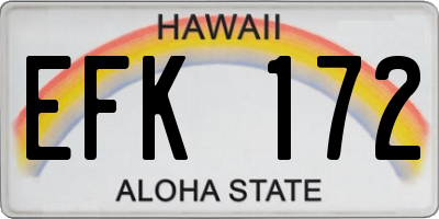 HI license plate EFK172