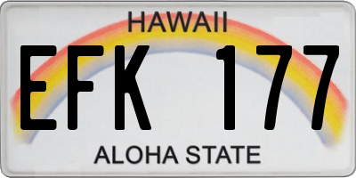 HI license plate EFK177