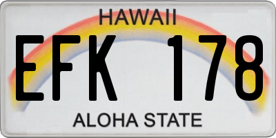 HI license plate EFK178