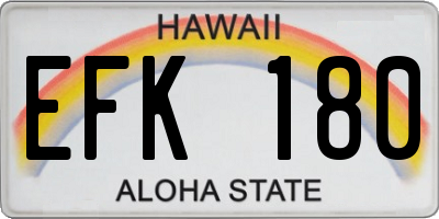 HI license plate EFK180
