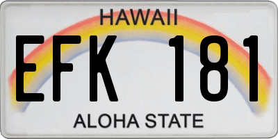 HI license plate EFK181