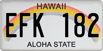 HI license plate EFK182