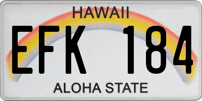 HI license plate EFK184