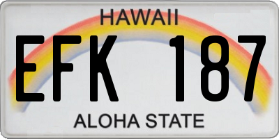 HI license plate EFK187