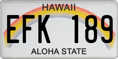 HI license plate EFK189