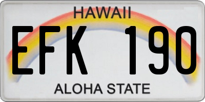 HI license plate EFK190