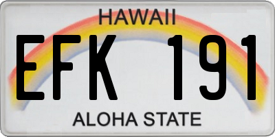 HI license plate EFK191