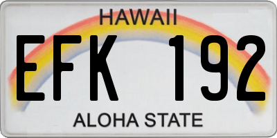 HI license plate EFK192