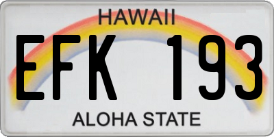 HI license plate EFK193