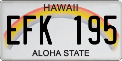 HI license plate EFK195