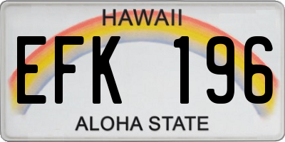 HI license plate EFK196