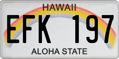 HI license plate EFK197