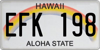 HI license plate EFK198