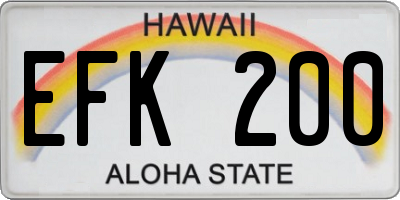 HI license plate EFK200