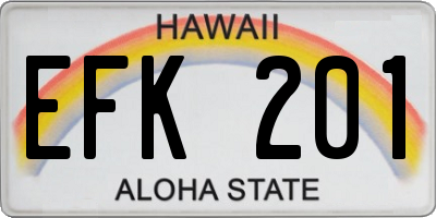 HI license plate EFK201