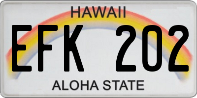 HI license plate EFK202