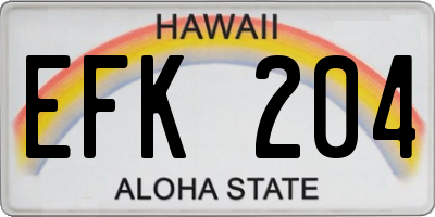 HI license plate EFK204