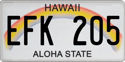 HI license plate EFK205