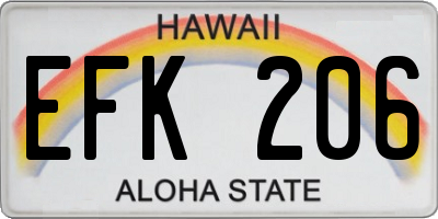 HI license plate EFK206