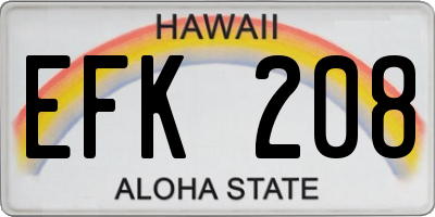 HI license plate EFK208